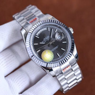 ROLEX Day-date Replica with Oyster Bracelet Stainless Steel 8215 Automatic Movement 41MM Black Watch